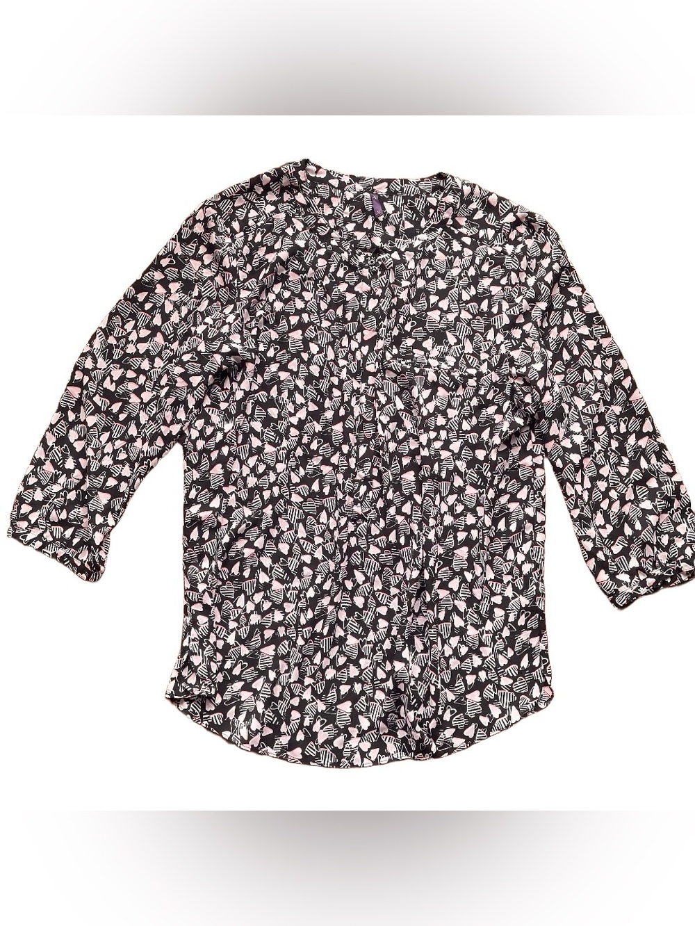 NYDJ Black Blouse with Pink Abstract Print - Picture 2 of 4